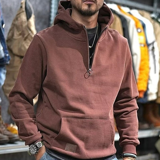 Half Open Collar Hooded Sweater
