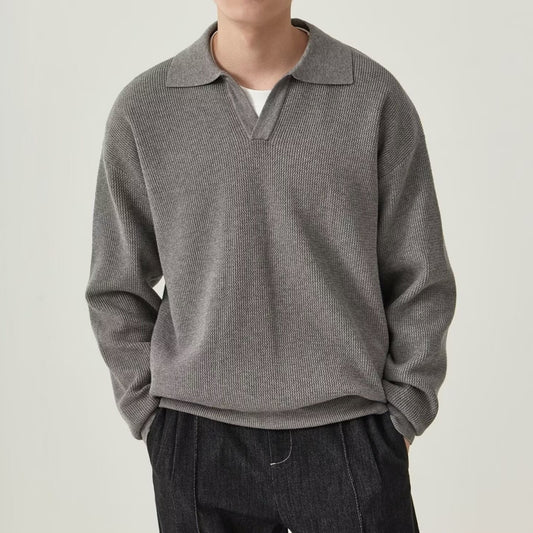 Men’s Solid Color Loose Long Sleeve Shirt