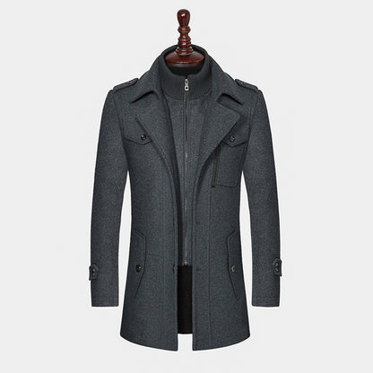 Double-Collar Vertical Zipper Coat