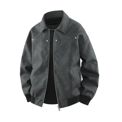 Retro Brown Lapel Leather Coat