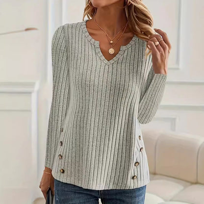 Simple Solid Color Casual Knitted Button Sweater