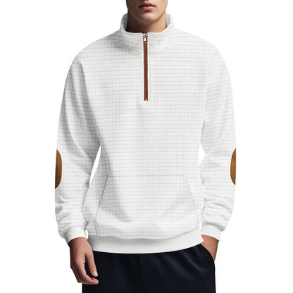 Plaid Half-Zip Stand Collar Jacket