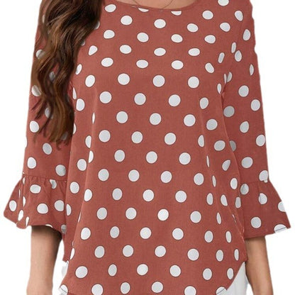 Women's Polka Dot Printed Round Neck Shirt