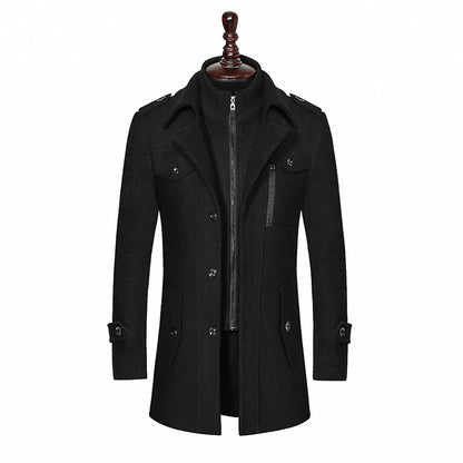 Double-Collar Vertical Zipper Coat
