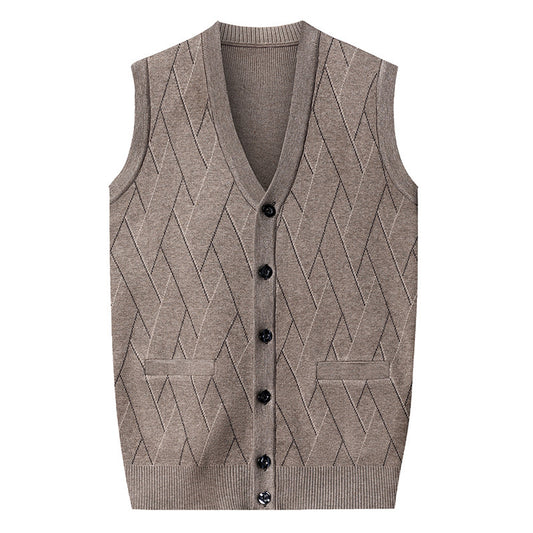 Men’s Wide Shoulder Striped Jacquard Vest