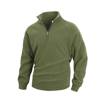 Slim-Fit Stand Collar Coral Fleece Pullover