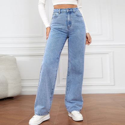 Hoge taille, rechte pijpen jeans