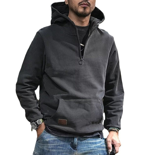 Half Open Collar Hooded Sweater