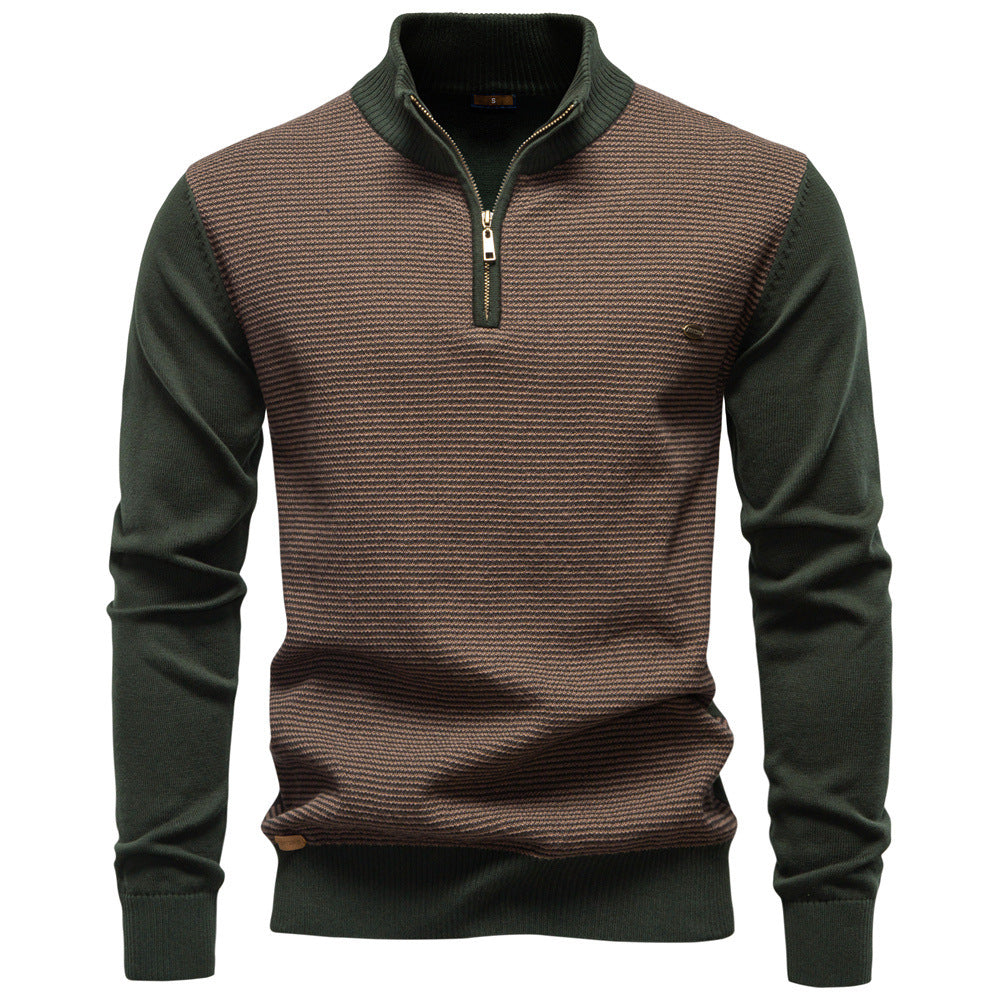 Men's Collar Half Zipper Casual Cotton Sweatshirt