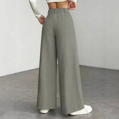 High-Waist Wide-Leg Vertical-Stripe Pants