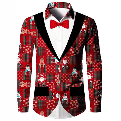 Men’s Digital Print Faux Two-Pieces Shirt