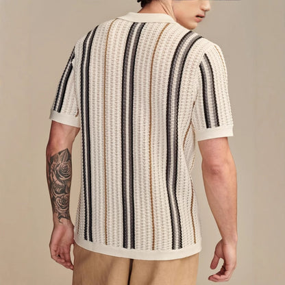 Men’s Hollow Knit Polo Cardigan