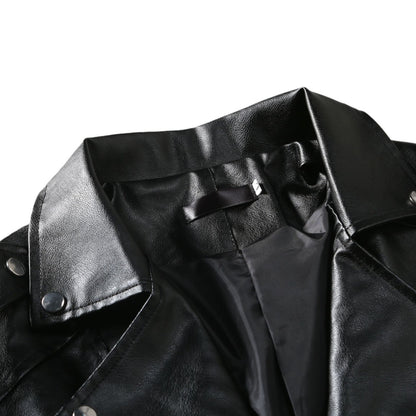 Slim Fit Lapel Leather Jacket