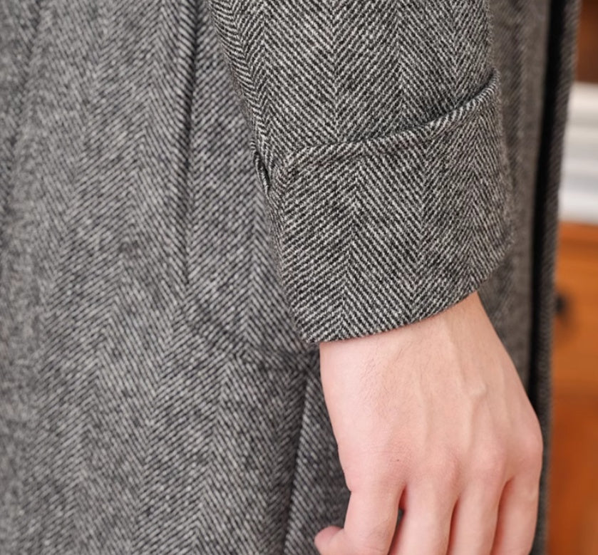 Wool Herringbone Italian Double-row Trench Coat