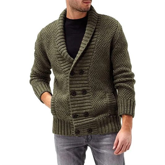 Men’s Solid Color Lapel Sweater