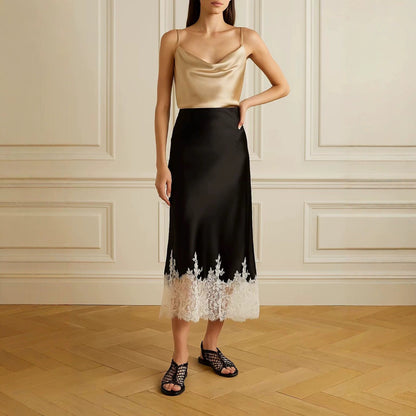 Satin High-grade Lace Stitching Hip Fishtail Skirt