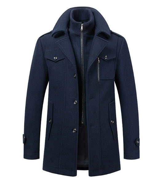 Double-Collar Vertical Zipper Coat