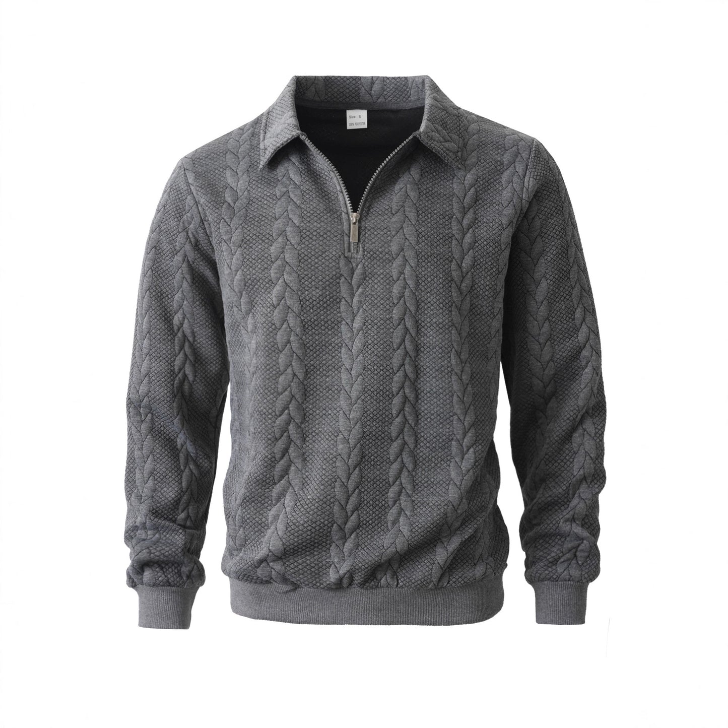 Men's Jacquard Lapel Long Sleeve Sweatshirt