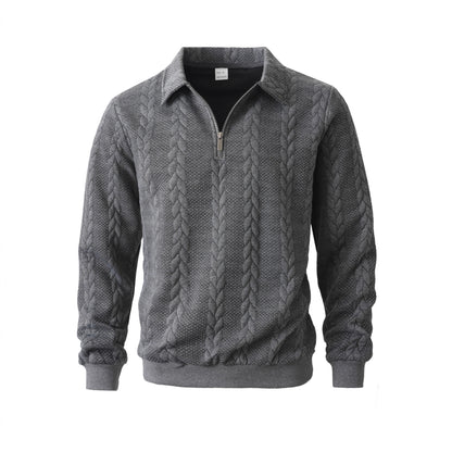 Men's Jacquard Lapel Long Sleeve Sweatshirt