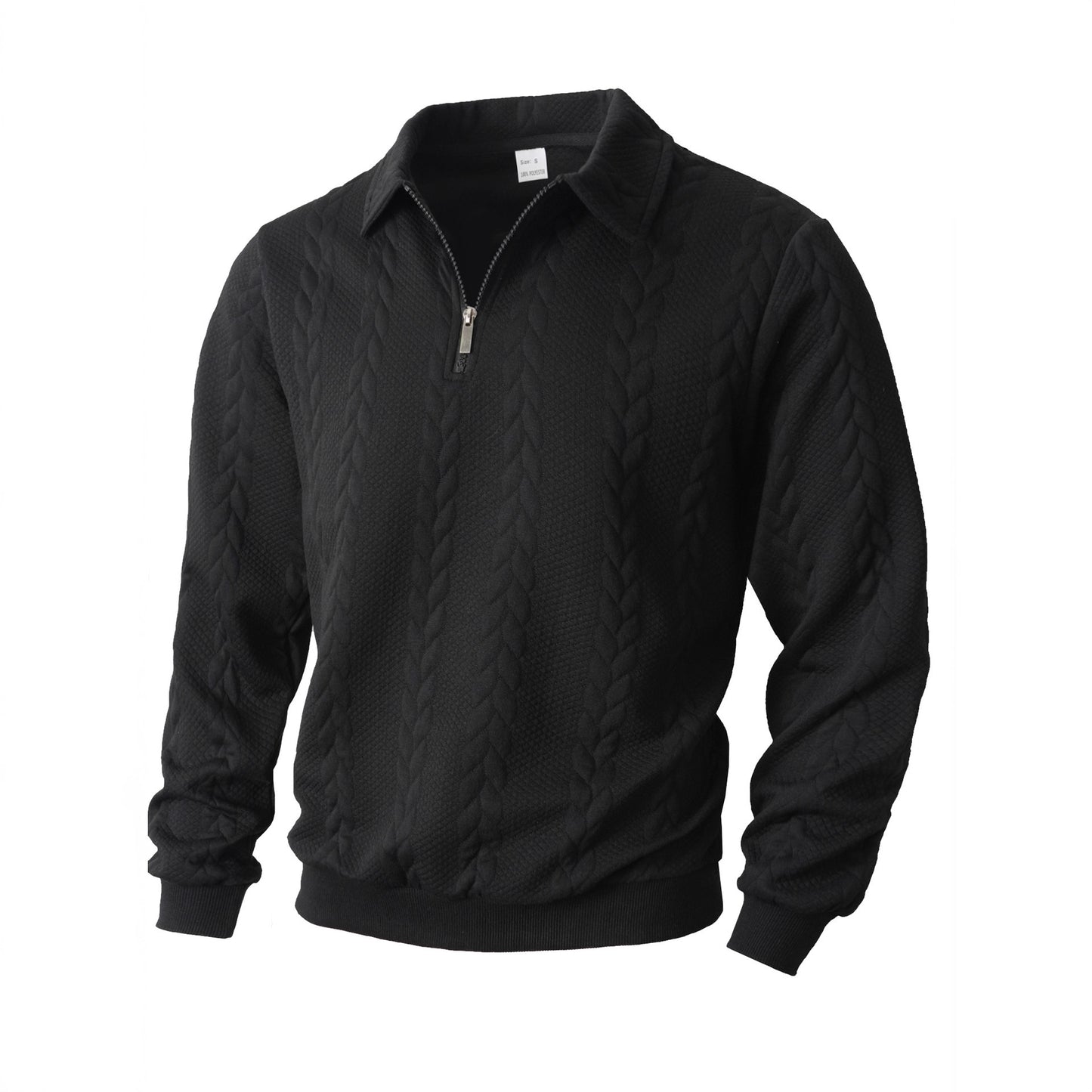 Men's Jacquard Lapel Long Sleeve Sweatshirt