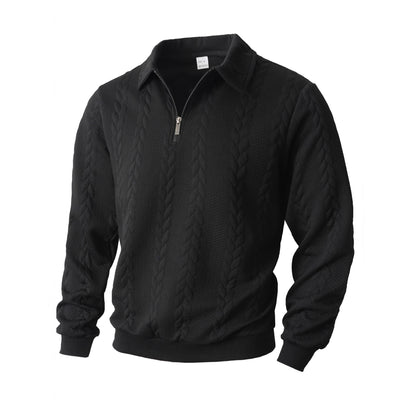 Men's Jacquard Lapel Long Sleeve Sweatshirt
