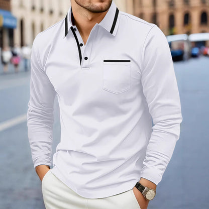 Men’s Patchwork Lapel Polo Shirt