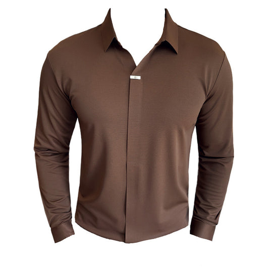 Men’s V-Neck Drape Long Sleeve Shirt