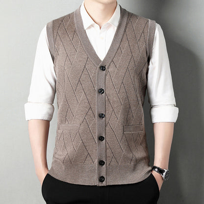 Men’s Wide Shoulder Striped Jacquard Vest