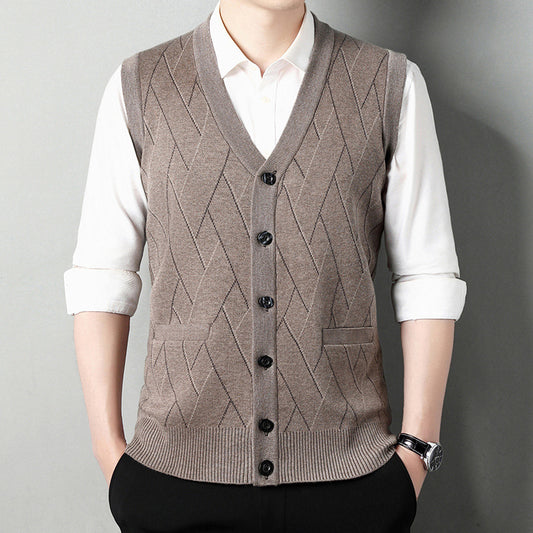 Men’s Wide Shoulder Striped Jacquard Vest