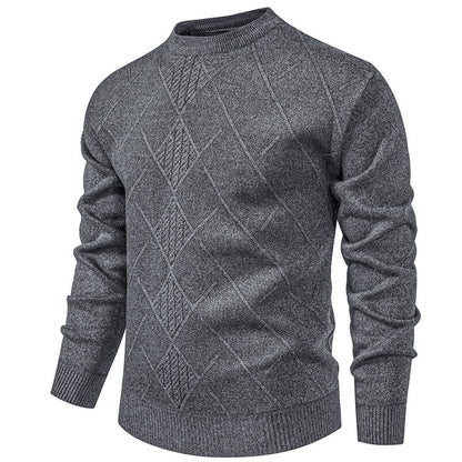 Fleece-lined Thick Round Neck Knitted Sweatshirt