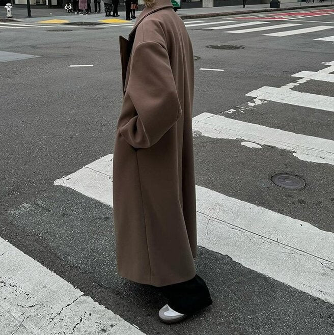 Winter Commute Suit Collar Long Woolen Coat