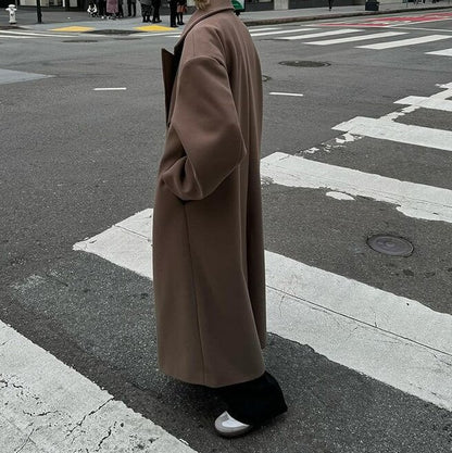 Winter Commute Suit Collar Long Woolen Coat