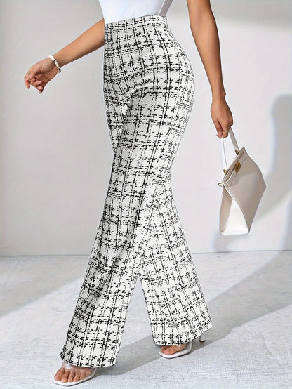Plaid High-waist Straight-leg Women's Pants