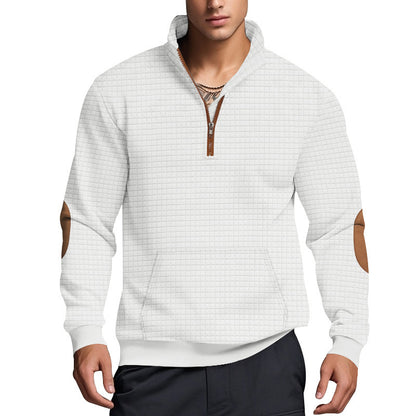 Plaid Half-Zip Stand Collar Jacket