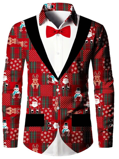 Men’s Digital Print Faux Two-Pieces Shirt