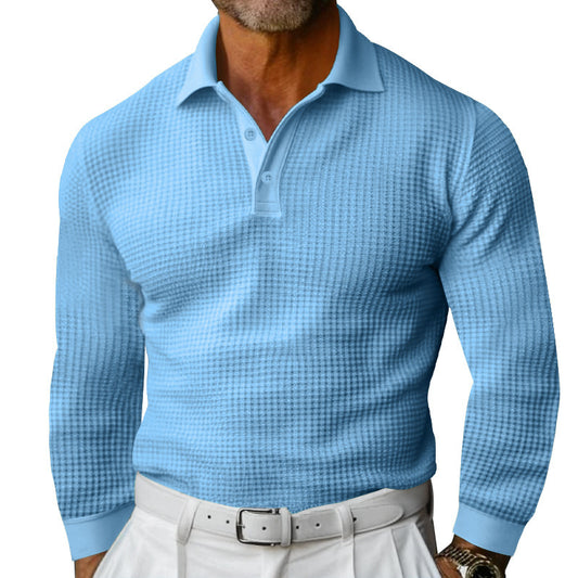 Slim-Fit Lapel Button Long Sleeve Shirt