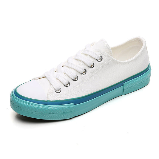 Klassieke crème blauwe canvas dames schoenen
