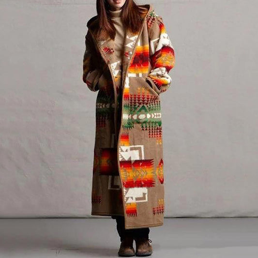 Printed Pocket Long Coat