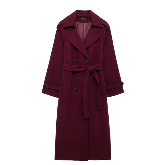 Women Double-breasted Woolen Coat