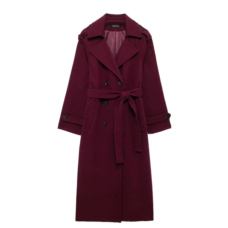 Women Double-breasted Woolen Coat