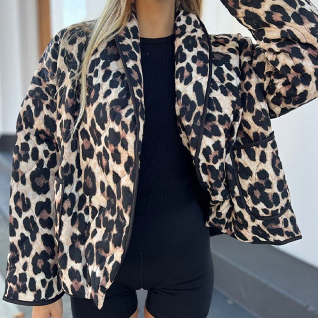 Leopard Print Lapel Coat