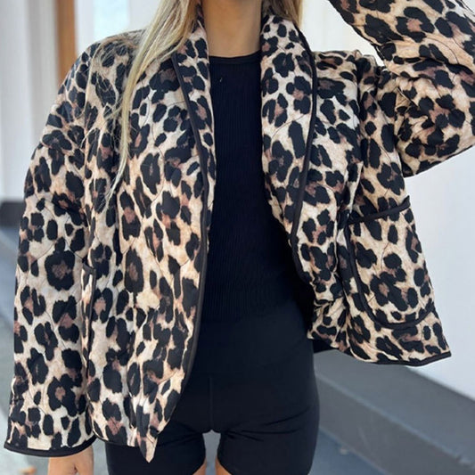 Leopard Print Lapel Coat