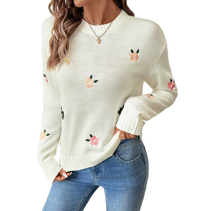 Sweet Crew Neck Pullover Sweater Women