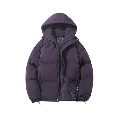 Zipper Solid Color Hooded Padded Jacket