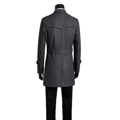 Medium Length Tweed Men's Trench Coat