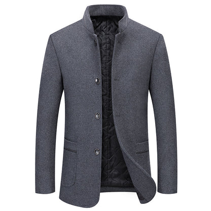 Men's Fashion Casual Woolen Trench Coat