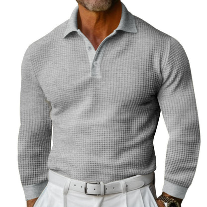 Slim-Fit Lapel Button Long Sleeve Shirt