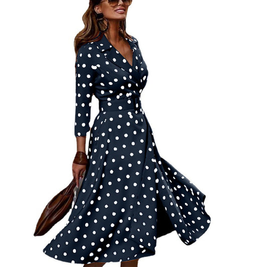 Casual Polka Dot Lapel Fashion Commuter Skirt