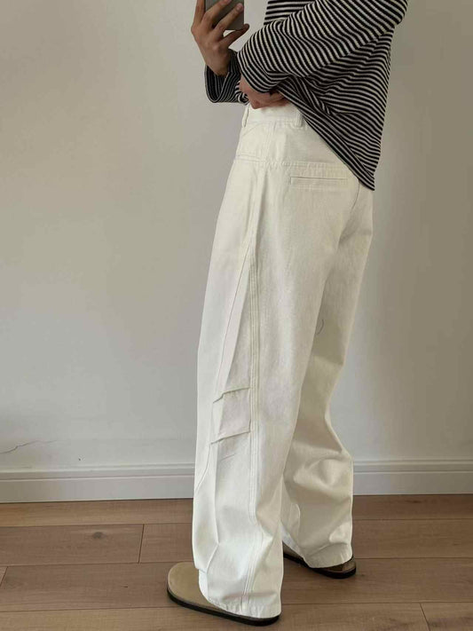 Pleated Matchet Uniform Jeans