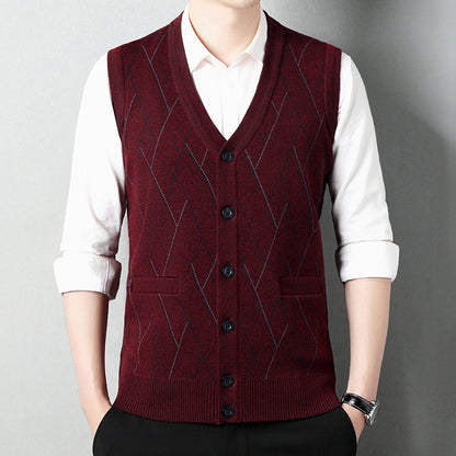 Men’s Wide Shoulder Striped Jacquard Vest